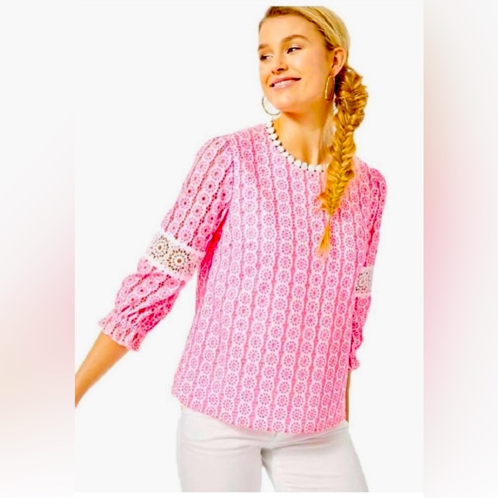 Lilly Pulitzer Jourdana Pink Lace top